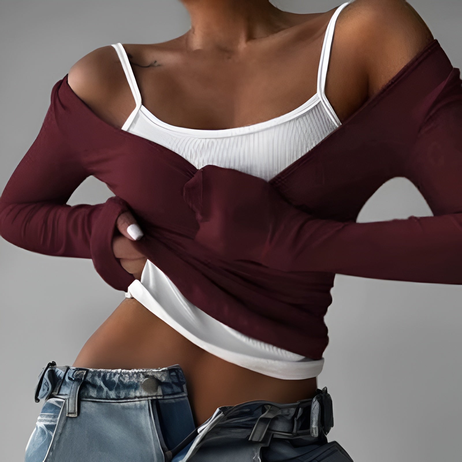 RBS Off-Shoulder Long SleeveCropped